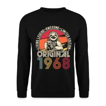 1968 Birthday vintage vintage sloth gift - Unisex Sweatshirt - black - Front - Alina (178cm) & Michal (187cm)