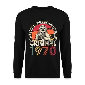 1970 Birthday vintage vintage sloth gift - Unisex Sweatshirt - black - Front - Alina (178cm) & Michal (187cm)