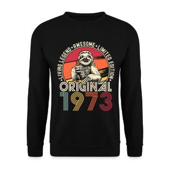 1973 Birthday vintage vintage sloth gift - Unisex Sweatshirt - black - Front - Alina (178cm) & Michal (187cm)