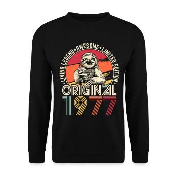 1977 Anniversaire vintage vintage paresseux cadeau - Sweat-shirt Unisexe - noir - Devant - Alina (178cm) & Michal (187cm)