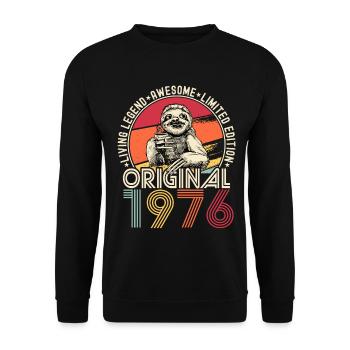 1976 Birthday vintage vintage sloth gift - Unisex Sweatshirt - black - Front - Alina (178cm) & Michal (187cm)