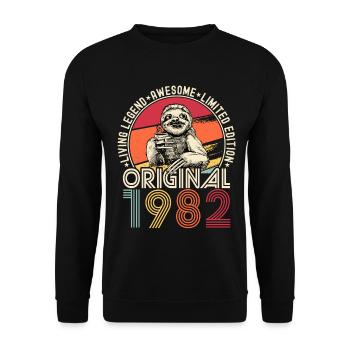 1982 Birthday vintage vintage sloth gift - Unisex Sweatshirt - black - Front - Alina (178cm) & Michal (187cm)