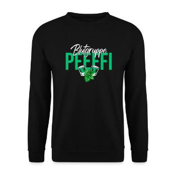 Blutgruppe Pfeffi - Pfefferminz Shots - Unisex Pullover - Schwarz - Vorne - Alina (178cm) & Michal (187cm)
