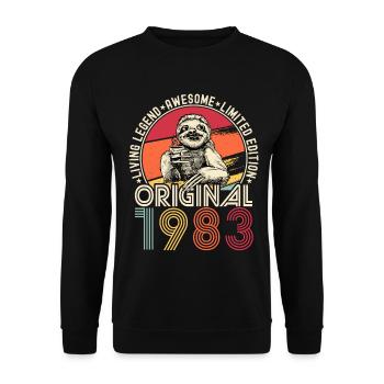 1983 Birthday vintage vintage sloth gift - Unisex Sweatshirt - black - Front - Alina (178cm) & Michal (187cm)