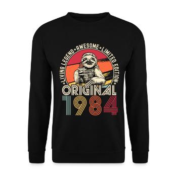 1984 Birthday vintage vintage sloth gift - Unisex Sweatshirt - black - Front - Alina (178cm) & Michal (187cm)
