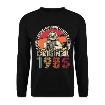 1985 Birthday vintage vintage sloth gift - Unisex Sweatshirt - black - Front - Alina (178cm) & Michal (187cm)
