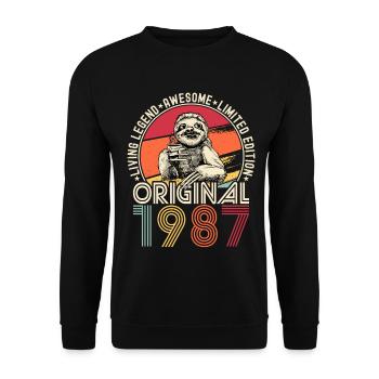 1987 Birthday vintage vintage sloth gift - Unisex Sweatshirt - black - Front - Alina (178cm) & Michal (187cm)