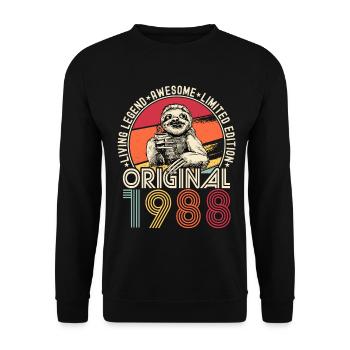 1988 Birthday vintage vintage sloth gift - Unisex Sweatshirt - black - Front - Alina (178cm) & Michal (187cm)