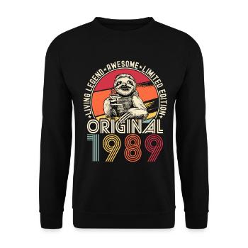1989 Birthday vintage vintage sloth gift - Unisex Sweatshirt - black - Front - Alina (178cm) & Michal (187cm)