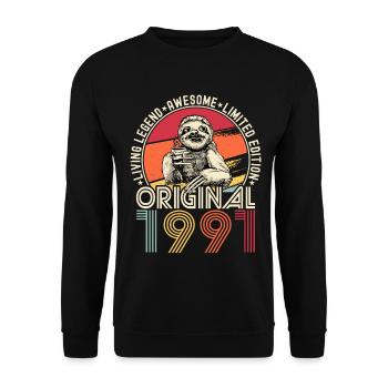 1991 Birthday vintage vintage sloth gift - Unisex Sweatshirt - black - Front - Alina (178cm) & Michal (187cm)