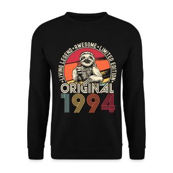 1994 Birthday vintage vintage sloth gift - Unisex Sweatshirt - black - Front - Alina (178cm) & Michal (187cm)