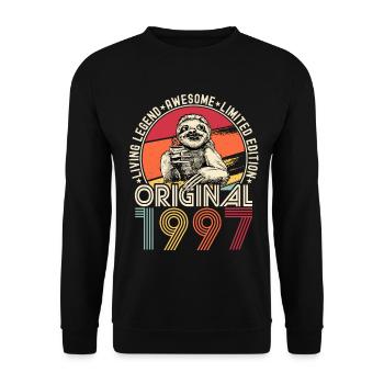 1997 Anniversaire vintage vintage paresseux cadeau - Sweat-shirt Unisexe - noir - Devant - Alina (178cm) & Michal (187cm)