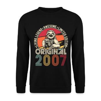 2007 Anniversaire vintage vintage paresseux cadeau - Sweat-shirt Unisexe - noir - Devant - Alina (178cm) & Michal (187cm)