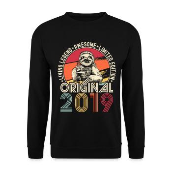 2019 Birthday vintage vintage sloth gift - Unisex Sweatshirt - black - Front - Alina (178cm) & Michal (187cm)