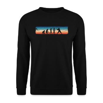 Retro Evolution des Baseballs, - Unisex Pullover - Schwarz - Vorne - Alina (178cm) & Michal (187cm)