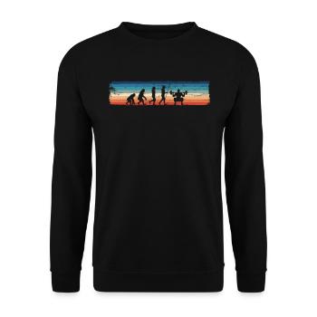 Retro Bodybuilding Powerlifting Exercise - Unisex Sweatshirt - black - Front - Alina (178cm) & Michal (187cm)