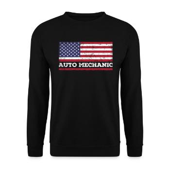 USA Flagge Auto Mechaniker Amerika - Unisex Pullover - Schwarz - Vorne - Alina (178cm) & Michal (187cm)
