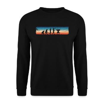 Retro Bodybuilding Evolution - Funnier - Unisex Sweatshirt - black - Front - Alina (178cm) & Michal (187cm)