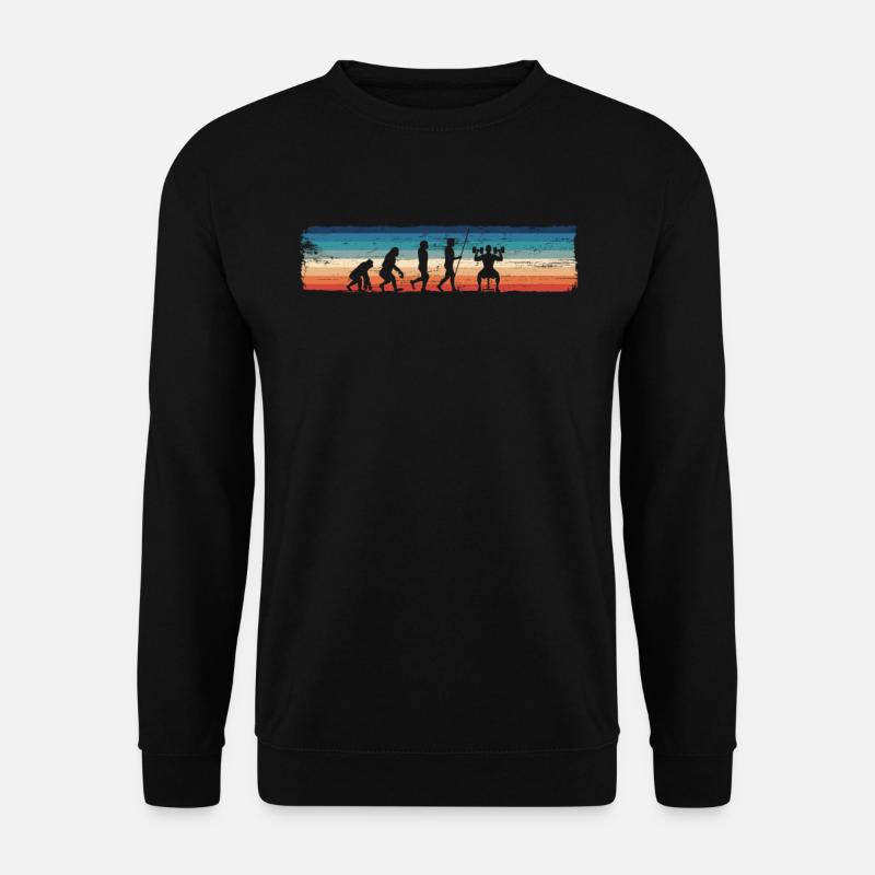 Retro Bodybuilding Evolution - Lustiger - Unisex Pullover - Schwarz