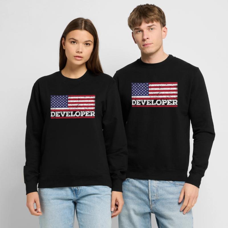 USA Flag Developer America Developer Sweat-shirt Unisexe