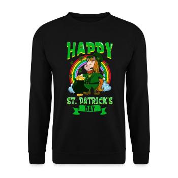 St Patrick's Unicorn - Happy St Patrick's Day - Unisex Sweatshirt - black - Front - Alina (178cm) & Michal (187cm)
