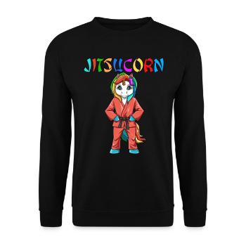 Jitsucorn Einhorn Judo Kampfsportart - Unisex Pullover - Schwarz - Vorne - Alina (178cm) & Michal (187cm)