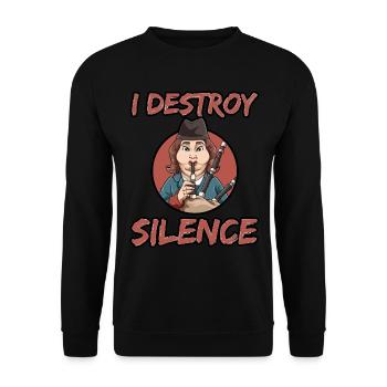 Dudelsack I Destroy Silence - Unisex Pullover - Schwarz - Vorne - Alina (178cm) & Michal (187cm)