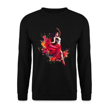Flamenco Tanz Andalusien Spanischer Tanz - Unisex Pullover - Schwarz - Vorne - Alina (178cm) & Michal (187cm)