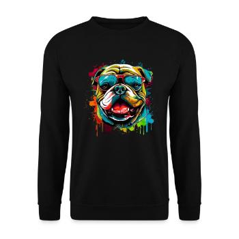Niedliche Englische Bulldogge - Unisex Pullover - Schwarz - Vorne - Alina (178cm) & Michal (187cm)