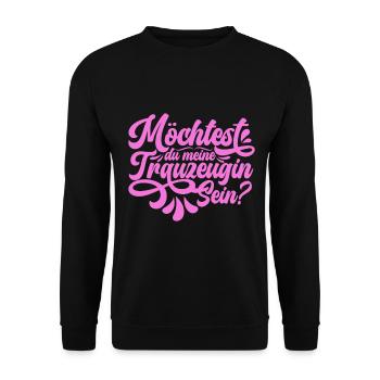 Möchtest du meine Trauzeugin sein - Unisex Pullover - Schwarz - Vorne - Alina (178cm) & Michal (187cm)