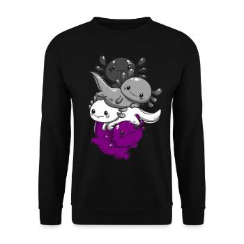 Subtle Asexual Kawaii Axolotl Pride Flag - Unisex Sweatshirt - black - Front - Alina (178cm) & Michal (187cm)