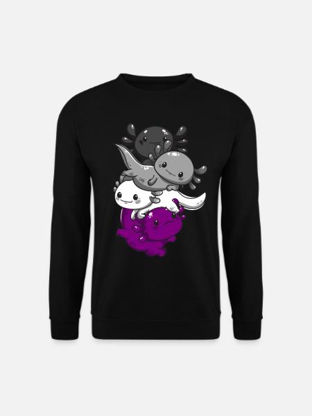 Subtile Asexuelle Kawaii Axolotl Stolz Flagge - Unisex Pullover - Schwarz