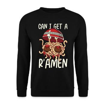Fliegendes Spaghettimonster FSM Pastafarian - Unisex Pullover - Schwarz - Vorne - Alina (178cm) & Michal (187cm)