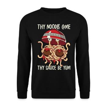 Flying Spaghetti Monster FSM - Unisex Sweatshirt - black - Front - Alina (178cm) & Michal (187cm)