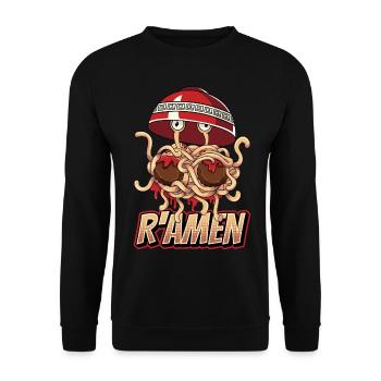 Monstre spaghetti volant FSM Pastafarian - Sweat-shirt Unisexe - noir - Devant - Alina (178cm) & Michal (187cm)