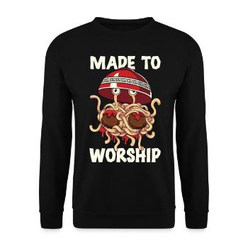 Flying Spaghetti Monster FSM Pastafarian - Unisex Sweatshirt - black - Front - Alina (178cm) & Michal (187cm)