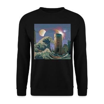 Atom Punk Esthétique Vaporwave Futuriste - Sweat-shirt Unisexe - noir - Devant - Alina (178cm) & Michal (187cm)