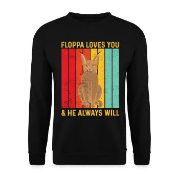 Big Floppa Caracal Retro - Sweat-shirt Unisexe - noir - Devant - Alina (178cm) & Michal (187cm)
