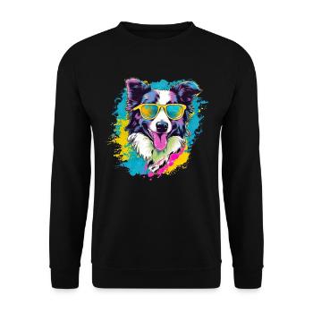 Border Collie Hund Hunderasse - Unisex Pullover - Schwarz - Vorne - Alina (178cm) & Michal (187cm)