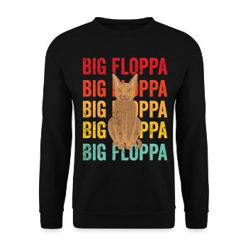 Big Floppa Karakal Katze Meme Retro - Unisex Pullover - Schwarz - Vorne - Alina (178cm) & Michal (187cm)