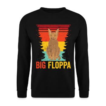 Big Floppa Karakal Katze Meme Retro - Unisex Pullover - Schwarz - Vorne - Alina (178cm) & Michal (187cm)