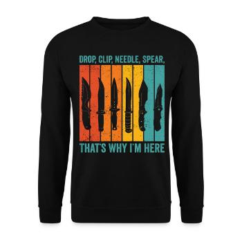 Funny knife collector retro - Unisex Sweatshirt - black - Front - Alina (178cm) & Michal (187cm)
