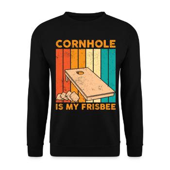 Lustiges Cornhole Corn Hole Retro - Unisex Pullover - Schwarz - Vorne - Alina (178cm) & Michal (187cm)