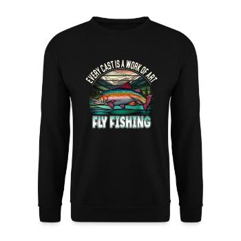 Every Cast is a Work of Art - Fly Fishing - Unisex Pullover - Schwarz - Vorne - Alina (178cm) & Michal (187cm)