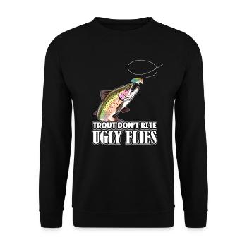 Trout Fishing - Trout Don't Bite Ugly Flies Gear - Unisex Pullover - Schwarz - Vorne - Alina (178cm) & Michal (187cm)