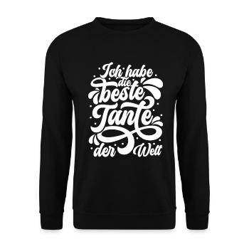 Ich habe die beste Tante der Welt - beste Tante - Unisex Pullover - Schwarz - Vorne - Alina (178cm) & Michal (187cm)