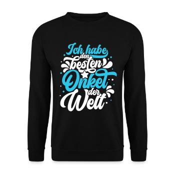 Ich habe den besten Onkel der Welt - bester Onkel - Unisex Pullover - Schwarz - Vorne - Alina (178cm) & Michal (187cm)