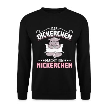 Nilpferd - Das Dickerchen macht ein Nickerchen - Unisex Pullover - Schwarz - Vorne - Alina (178cm) & Michal (187cm)