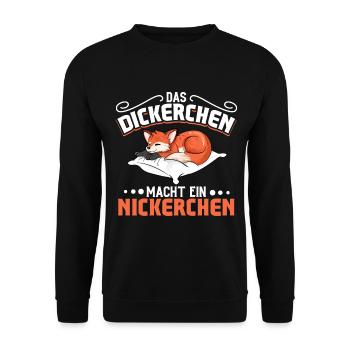 Fuchs - Das Dickerchen macht ein Nickerchen - Unisex Pullover - Schwarz - Vorne - Alina (178cm) & Michal (187cm)