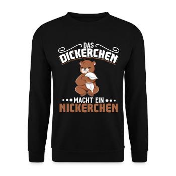 Bär - Das Dickerchen macht ein Nickerchen - Unisex Pullover - Schwarz - Vorne - Alina (178cm) & Michal (187cm)